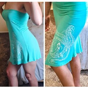 Octopus Ink "Kracken" 2 In 1 Reef Tube Skirt Strapless Dress Blue White S 2 4